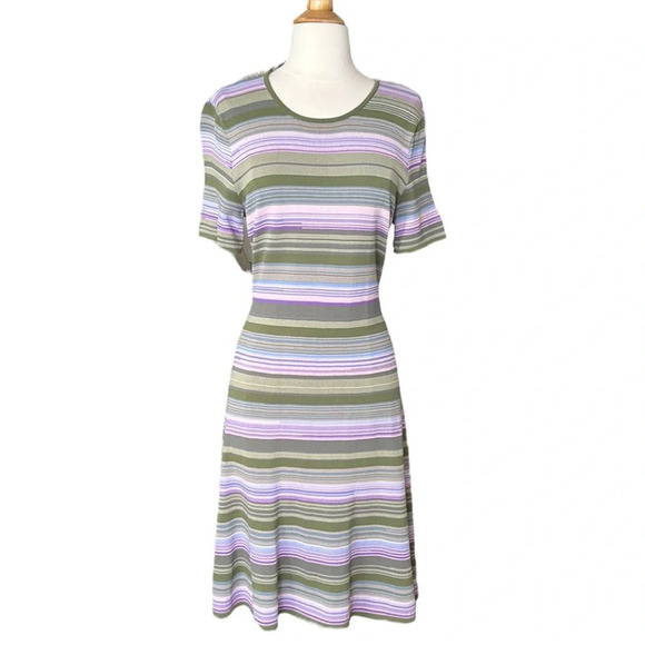 SHOSHANNA Adena Multi-Colored Stripe Knit Dress Retro Preppy Career, Size Large - Picture 1 of 16